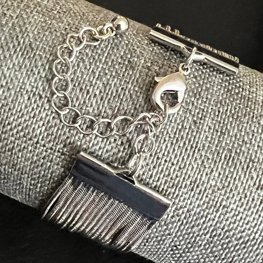 Silver Multi Strand Snake Chain Wide Cuff Bracelet 6.5-8.5 Inch Cybercore